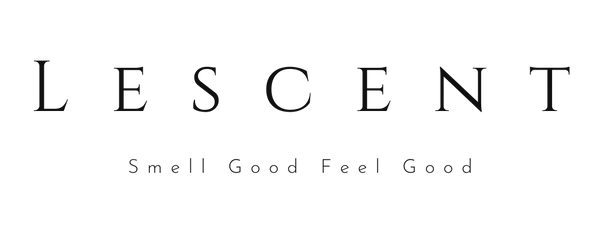 Brand name 'LESCENT' with tagline 'Smell Good Feel Good' on a white background
