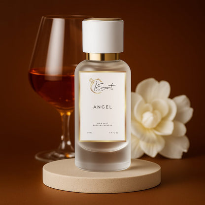 LeScent Angel Hair Perfume — infused with argan oil and vitamin B5, blending vanilla, praline and cognac inspired by Kilian Angel Share for silky scented hair.