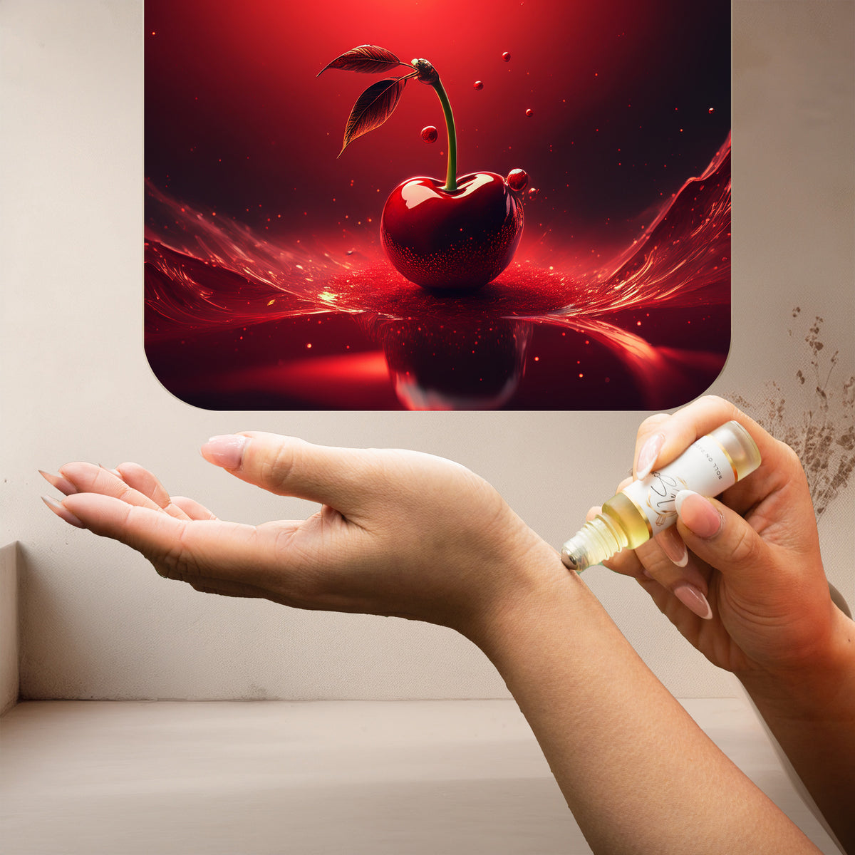 LeScent Cherry Top Roll On Perfume Oil — indulgent cherry, almond, and vanilla notes with tonka bean and balsam, inspired by Tom Ford Lost Cherry.