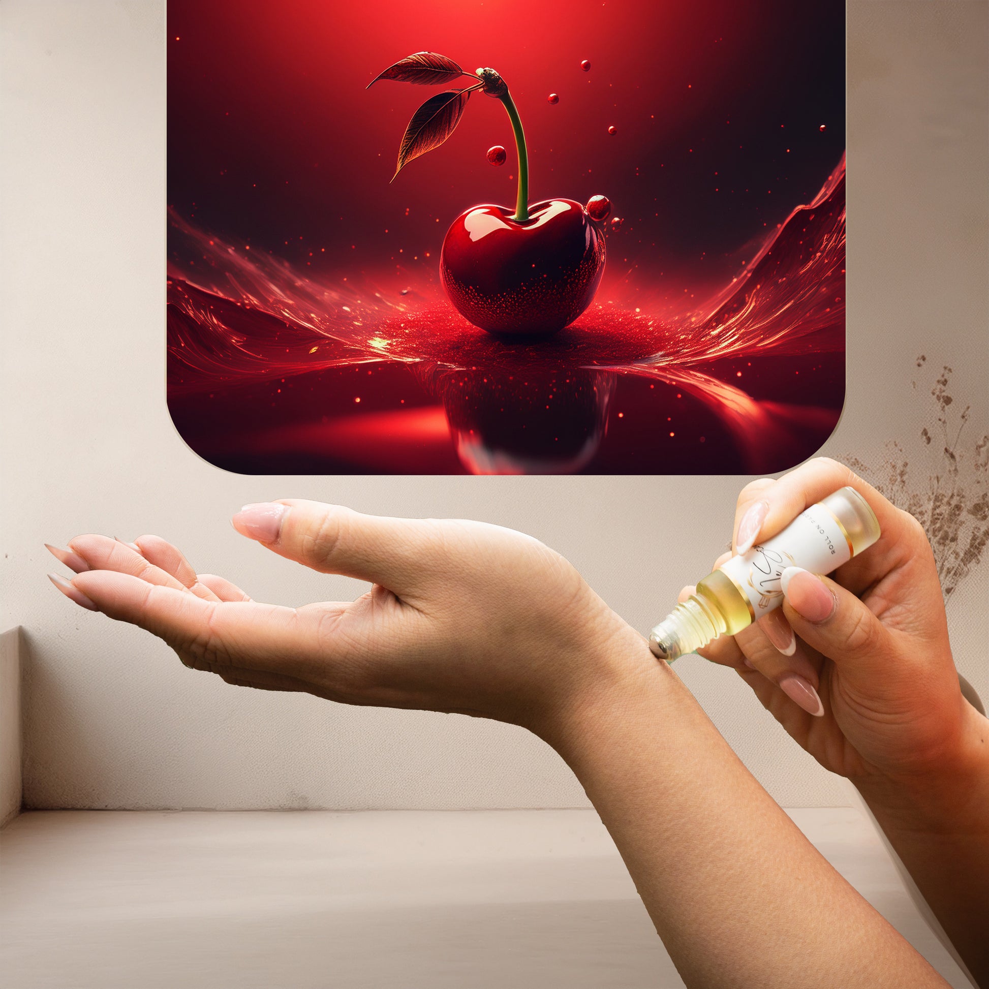 LeScent Cherry Top Roll On Perfume Oil — indulgent cherry, almond, and vanilla notes with tonka bean and balsam, inspired by Tom Ford Lost Cherry.