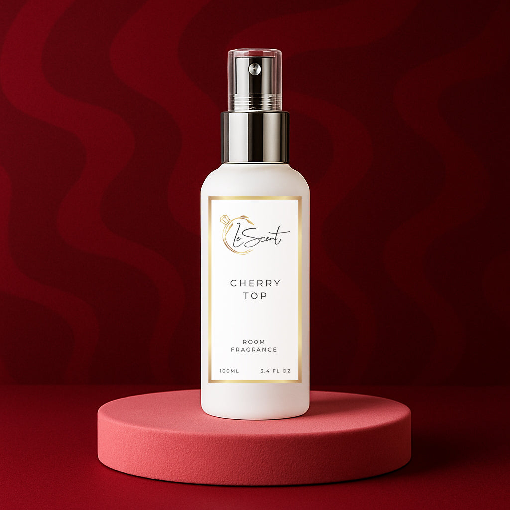 LeScent Cherry Top Room Spray inspired by Tom Ford Lost Cherry — luxurious cherry and almond home fragrance that fills the room with warm sweetness.
