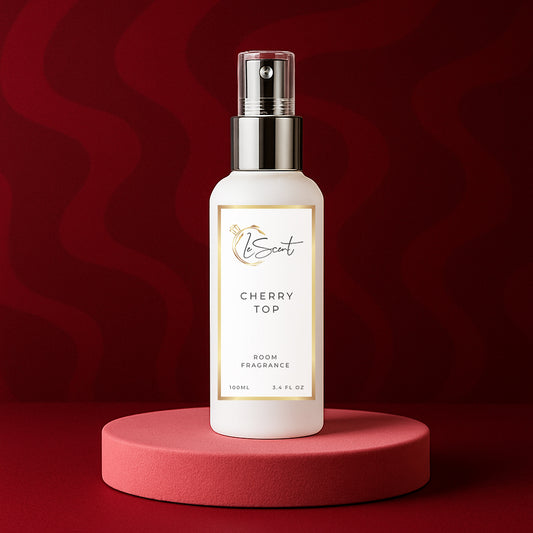 LeScent Cherry Top Room Spray inspired by Tom Ford Lost Cherry — luxurious cherry and almond home fragrance that fills the room with warm sweetness.