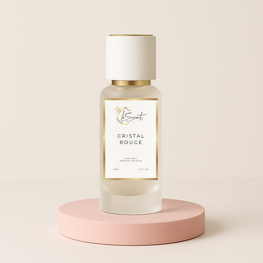 LeScent Cristal Rouge hair mist inspired by Maison Francis Kurkdjian Baccarat Rouge 540 — silky amber floral hair perfume with jasmine, saffron and cedarwood.