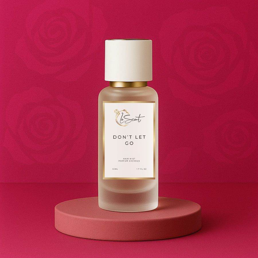 LeScent Don't Let Go hair mist inspired by Byredo Rose of No Man’s Land — soft rose and amber hair perfume with pink pepper and raspberry for a delicate feminine aroma.