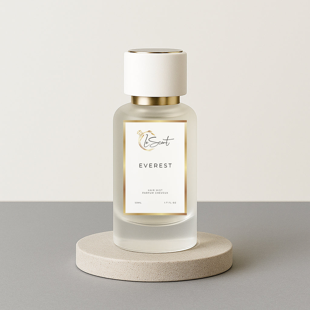 LeScent Everest hair mist inspired by Creed Himalaya — invigorating citrus woody hair perfume with grapefruit, lime and sandalwood for a clean refined scent.