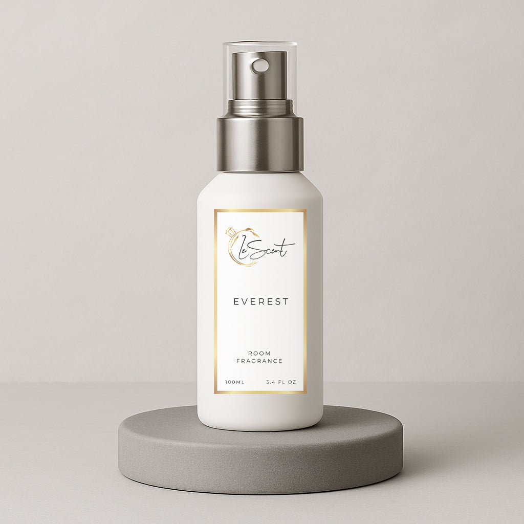 LeScent Everest room spray inspired by Creed Himalaya — cool citrus and woody home fragrance with grapefruit, bergamot and ambergris for a fresh elevated atmosphere.