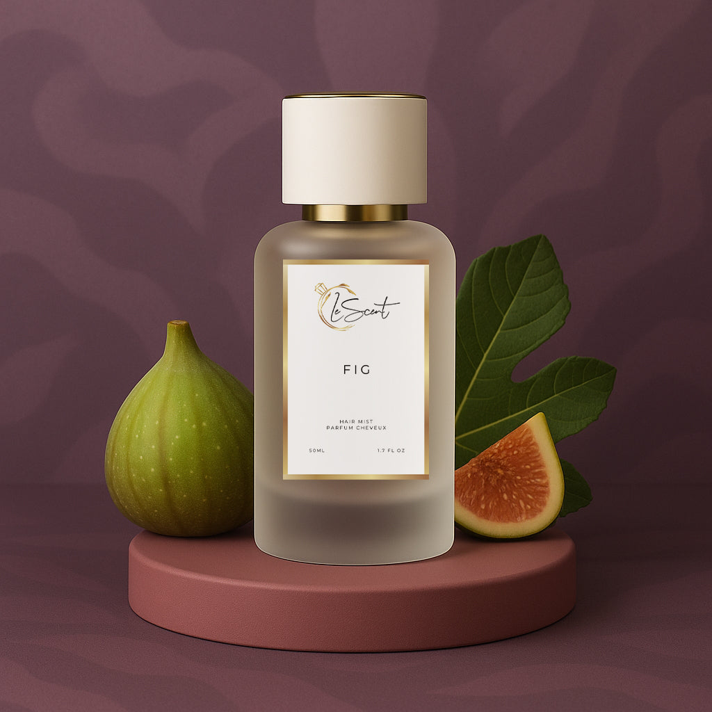 LeScent FIG hair perfume mist inspired by Le Labo Thé Noir 29 — crafted with fig fruit, fig leaf and warm woody notes for a deep aromatic profile.