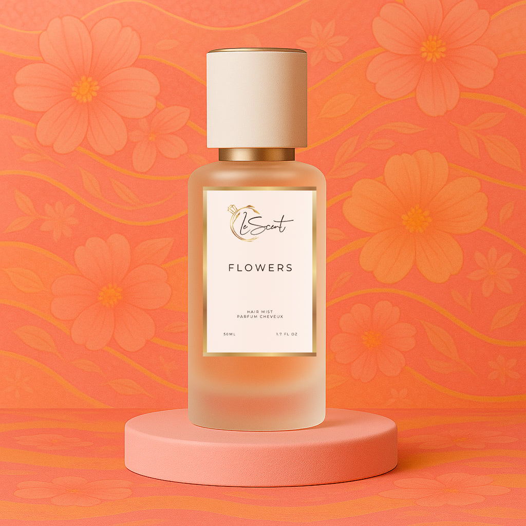 LeScent Flowers hair mist inspired by Gucci Flora — delicate floral hair perfume with osmanthus and citrus for a sophisticated and uplifting tone.