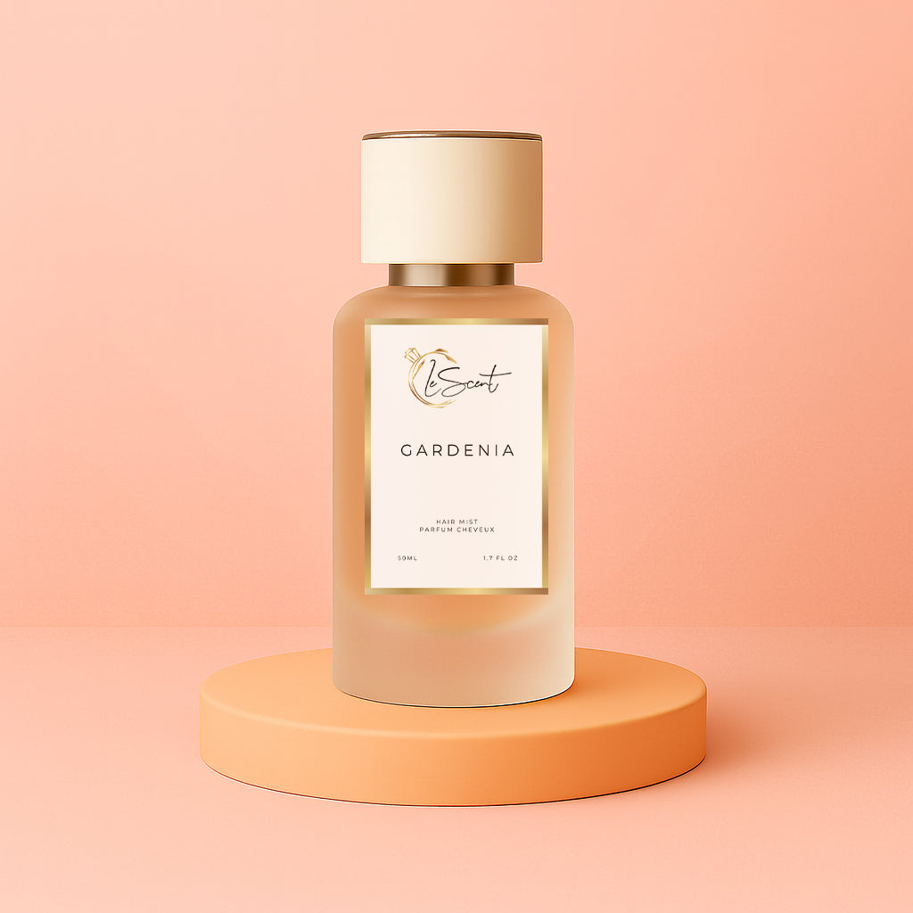 LeScent Gardenia hair mist inspired by Gucci Flora Gorgeous Gardenia — sweet floral hair perfume with pear blossom and jasmine for a joyful and delicate fragrance.