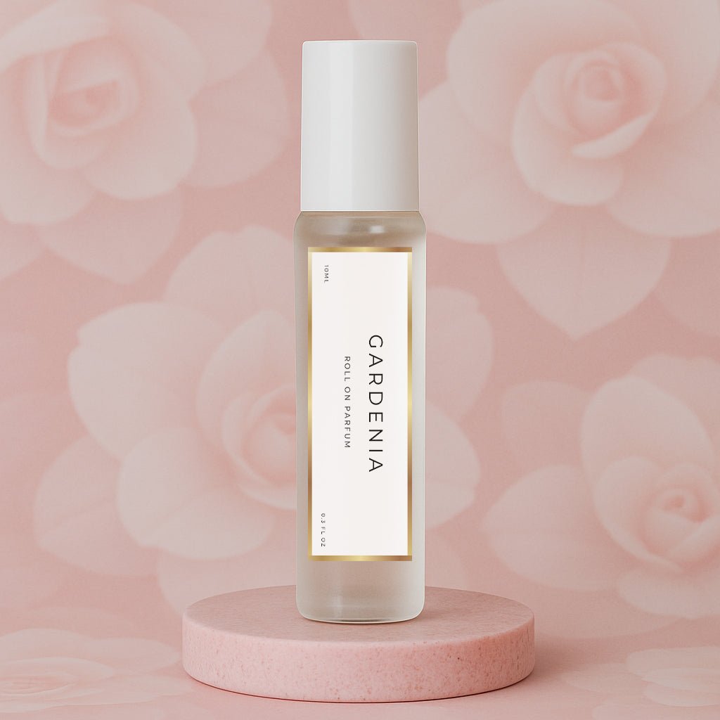 LeScent Gardenia perfume oil roll-on inspired by Gucci Flora Gorgeous Gardenia — joyful pear blossom, white gardenia, and brown sugar for a sweet and radiant floral scent.