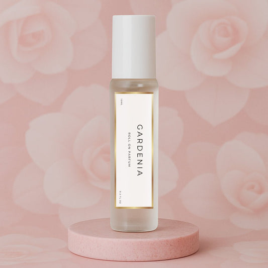 LeScent Gardenia perfume oil roll-on inspired by Gucci Flora Gorgeous Gardenia — joyful pear blossom, white gardenia, and brown sugar for a sweet and radiant floral scent.