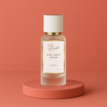 LeScent Girl Next Door hair fragrance mist inspired by Prada Paradoxe — nourishing hair perfume infused with pear, orange blossom and warm amber for a lasting scent.