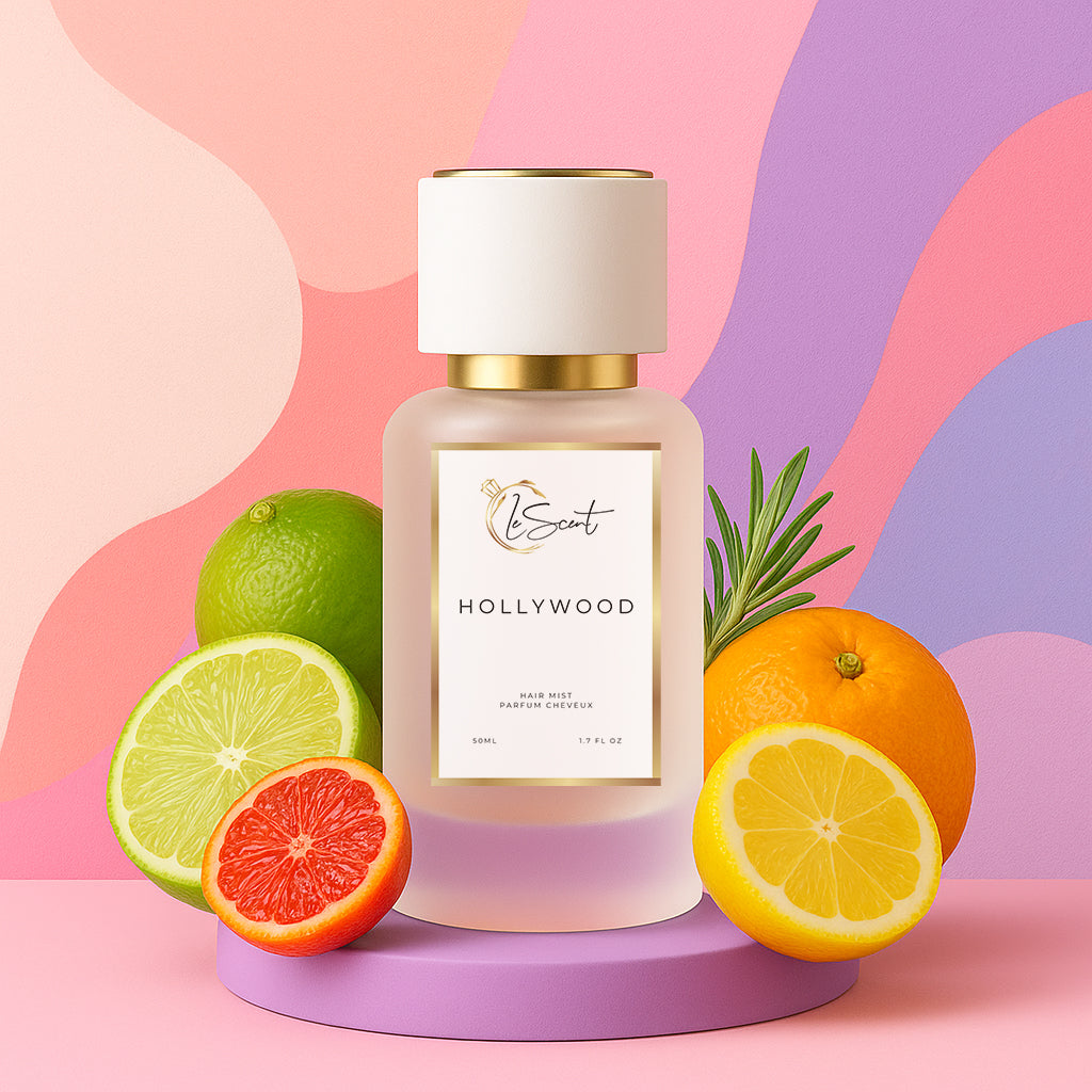 LeScent Hollywood hair perfume mist inspired by Louis Vuitton City of Stars — crafted with orange, lime, lemon and floral notes for a refreshing hair fragrance.