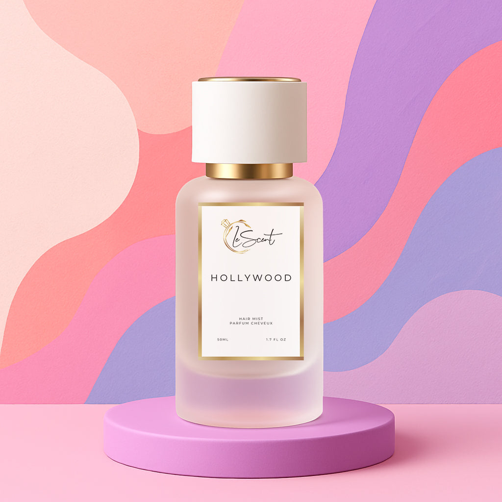 LeScent Hollywood hair mist inspired by Louis Vuitton City of Stars — lightweight citrus-infused hair perfume with lime, orange and tiare flower for a radiant scent.
