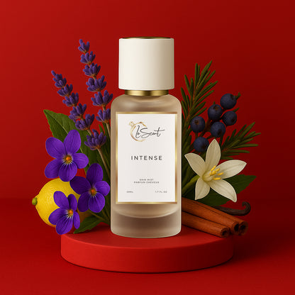 LeScent Intense hair perfume mist inspired by Armani Stronger With You Intensely — crafted with cinnamon, tonka bean, amber and lavender for a rich woody hair fragrance.