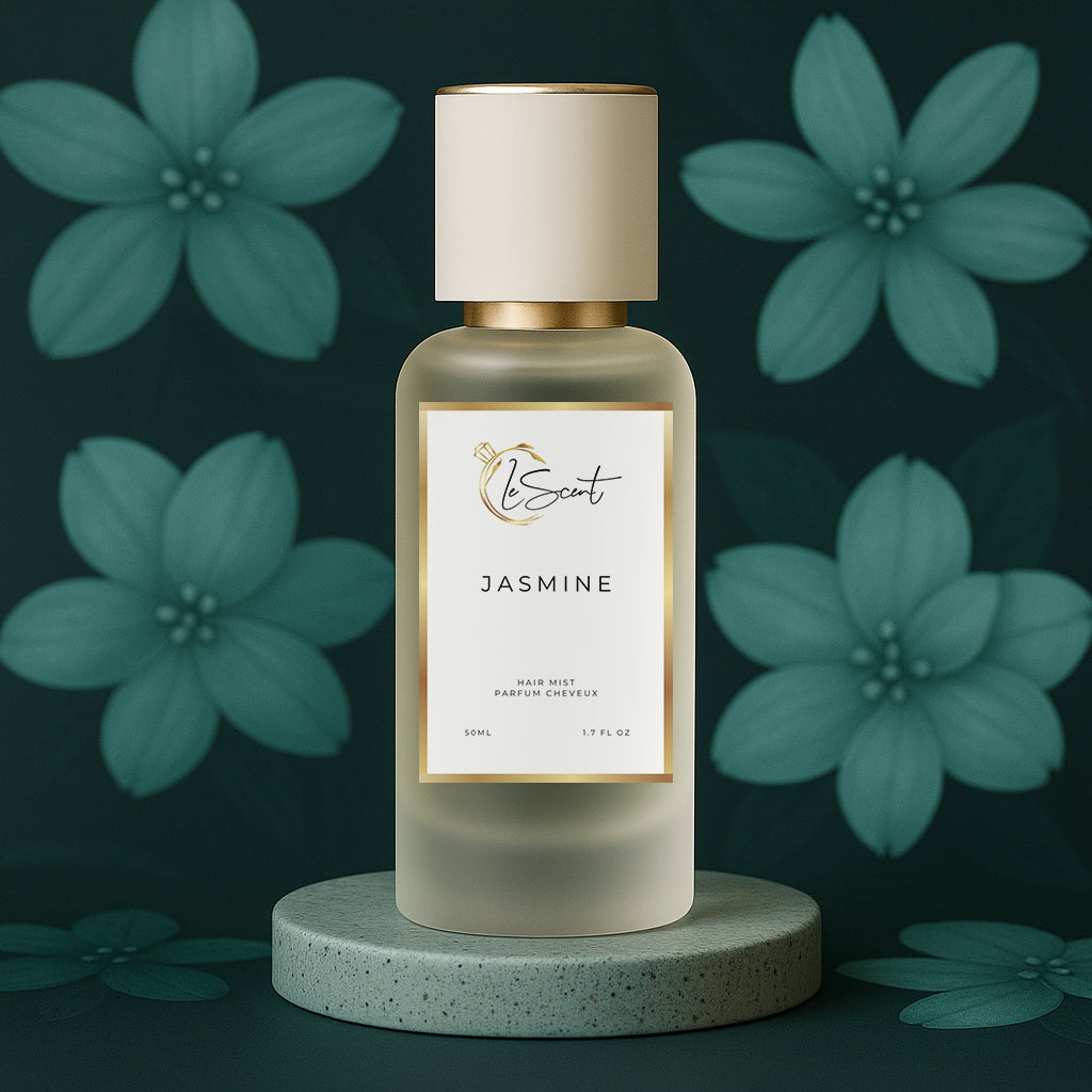 LeScent Jasmine hair mist inspired by Gucci Flora Gorgeous Jasmine — bright citrus-floral hair perfume with jasmine and magnolia for a radiant and uplifting tone.