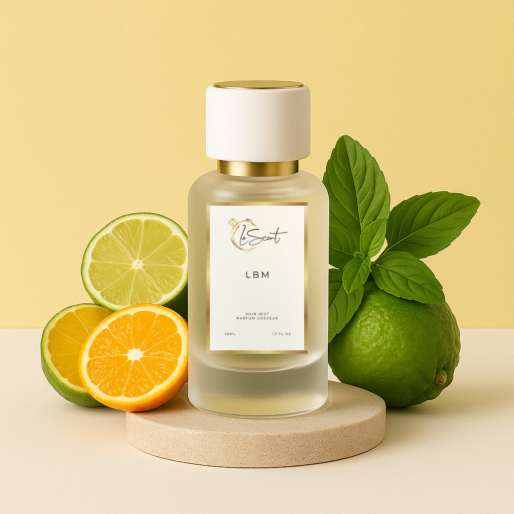LeScent LBM hair perfume mist inspired by Jo Malone Lime Basil & Mandarin — crafted with lime, basil, mandarin and aromatic herbs for a bright citrus hair fragrance.