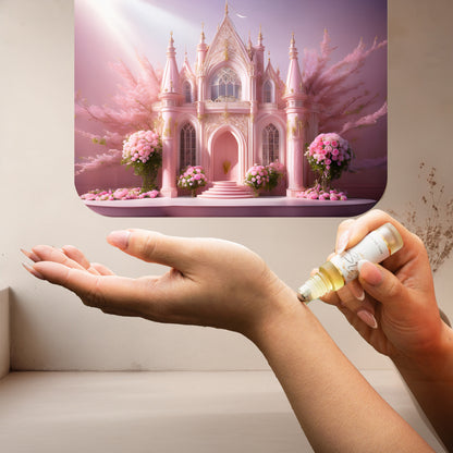 Applying LeScent Ms perfume oil, a fresh and romantic floral fragrance inspired by Miss Dior, to the wrist.