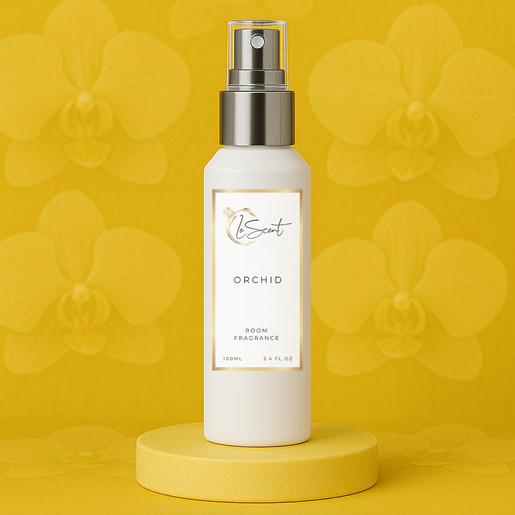 LeScent Orchid room spray inspired by Gucci Flora Gorgeous Orchid — sensual dark orchid and vanilla home fragrance with supporting notes of earthy patchouli.