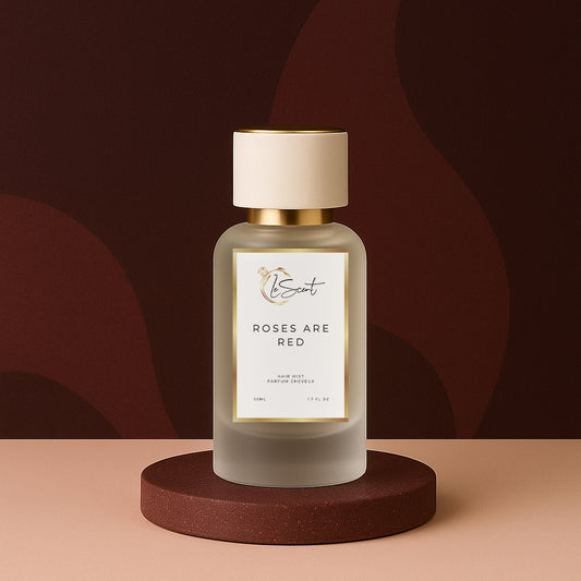 LeScent Roses Are Red hair mist inspired by Louis Vuitton Les Sables Roses — soft floral hair perfume with rose, amber and oud for a long-lasting elegant scent.