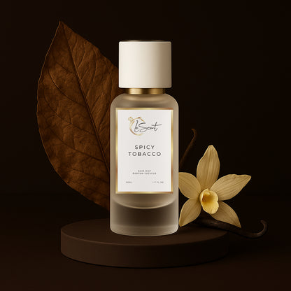 LeScent Spicy Tobacco Hair Perfume — enriched with argan oil and vitamin B5, infused with tobacco leaf, cocoa and sweet vanilla inspired by Tom Ford Tobacco Vanille.