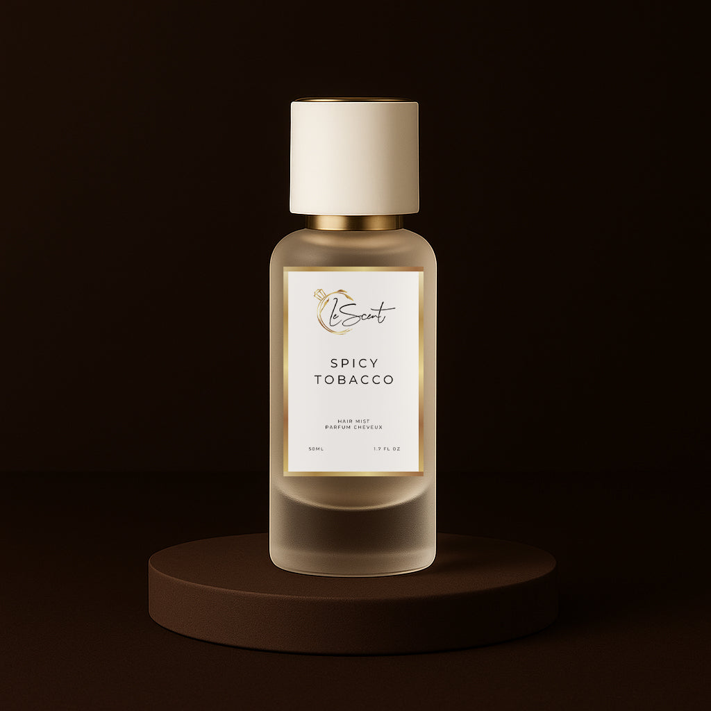 LeScent Spicy Tobacco Hair Mist inspired by Tom Ford Tobacco Vanille — hydrating hair fragrance with tobacco, spice and vanilla for a warm amber finish.