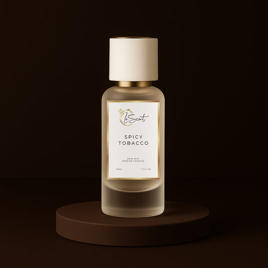LeScent Spicy Tobacco Hair Mist inspired by Tom Ford Tobacco Vanille — hydrating hair fragrance with tobacco, spice and vanilla for a warm amber finish.