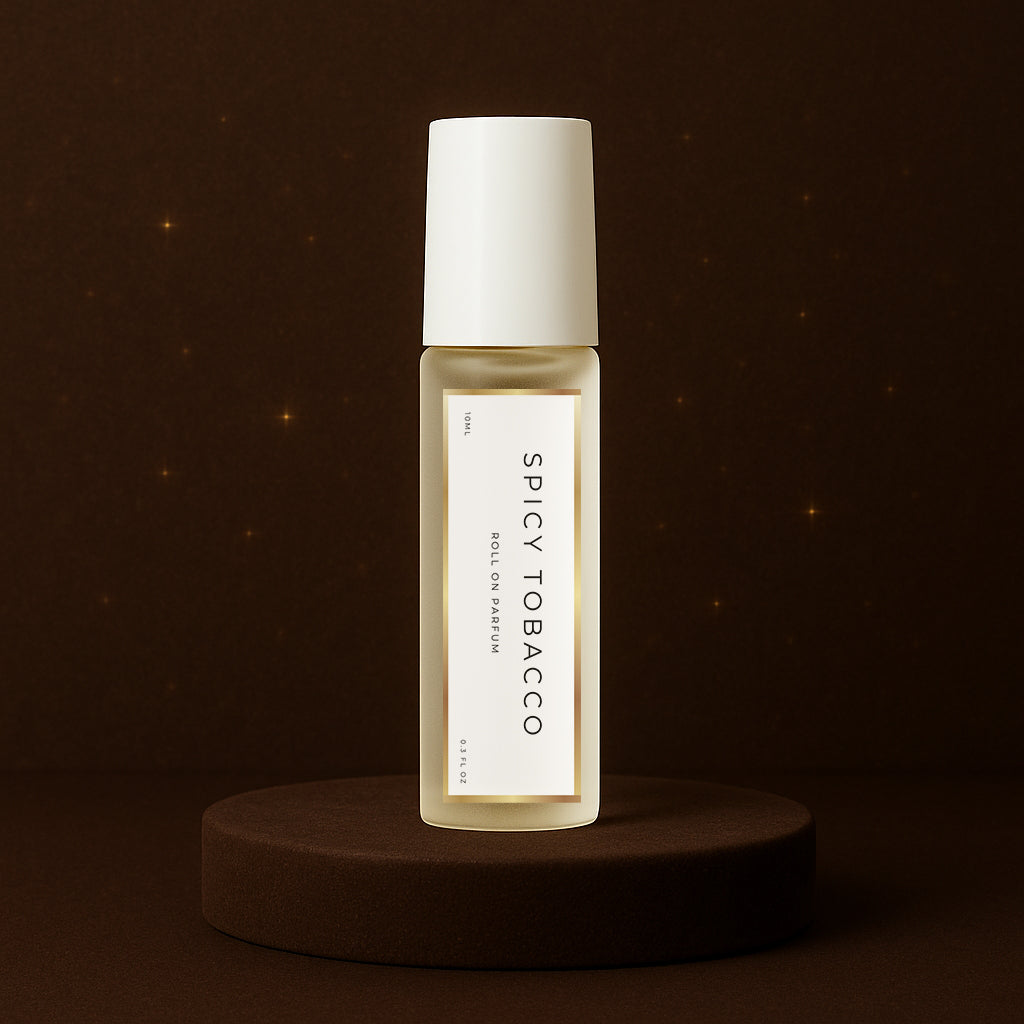 LeScent Spicy Tobacco Roll On inspired by Tom Ford Tobacco Vanille — warm spiced tobacco perfume oil with hints of vanilla, cinnamon and amber for a rich masculine finish.