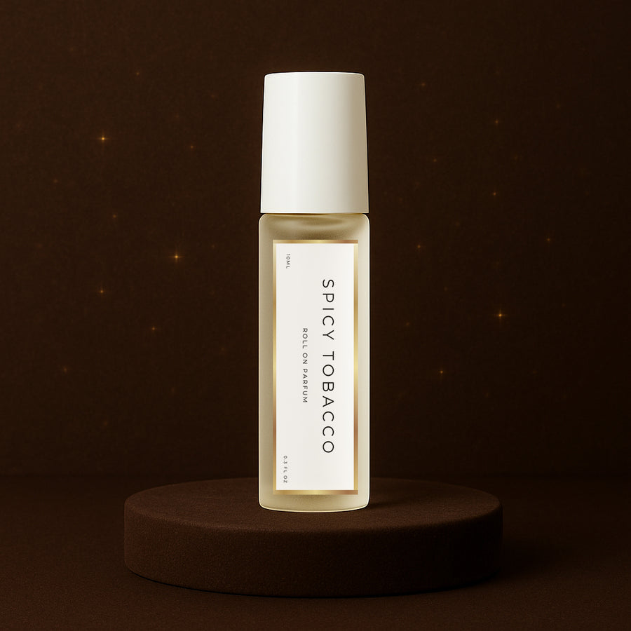 LeScent Spicy Tobacco Roll On inspired by Tom Ford Tobacco Vanille — warm spiced tobacco perfume oil with hints of vanilla, cinnamon and amber for a rich masculine finish.