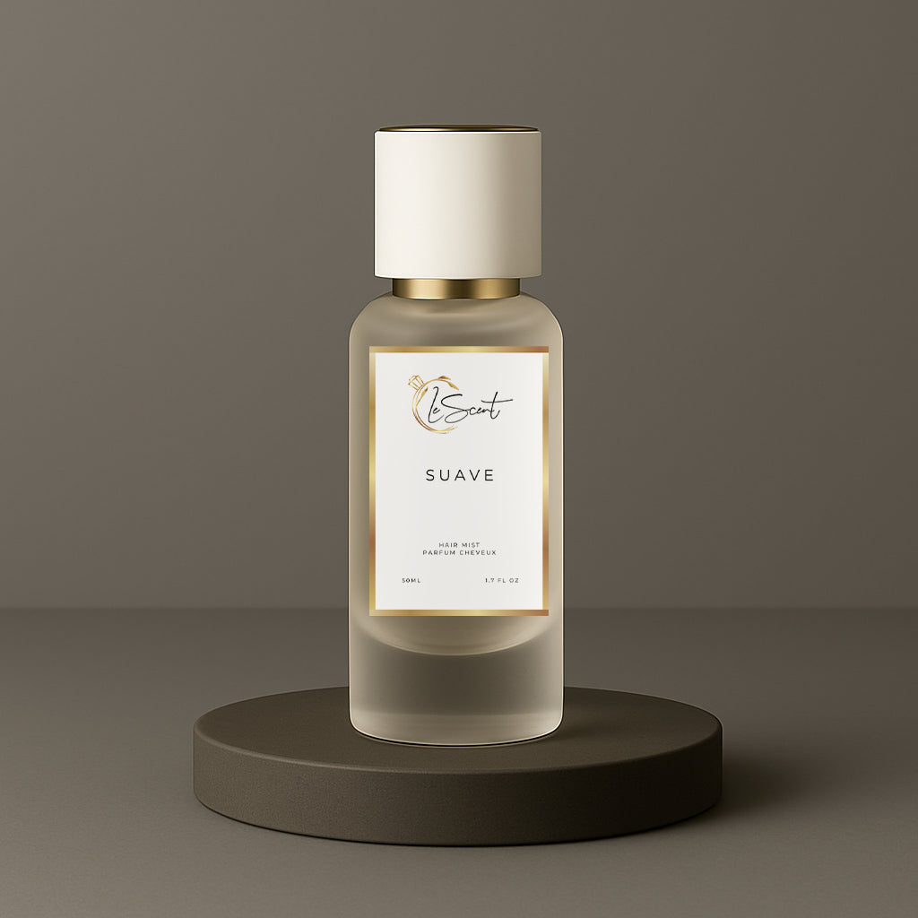 LeScent Suave Hair Mist inspired by Tom Ford Oud Wood — hydrating hair fragrance enriched with oud, sandalwood and cardamom for an elegant woody trail.