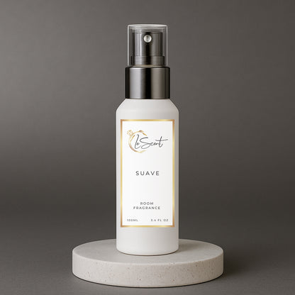 LeScent Suave Room Spray inspired by Tom Ford Oud Wood — rich woody home fragrance combining oud and cardamom for a sophisticated interior scent.