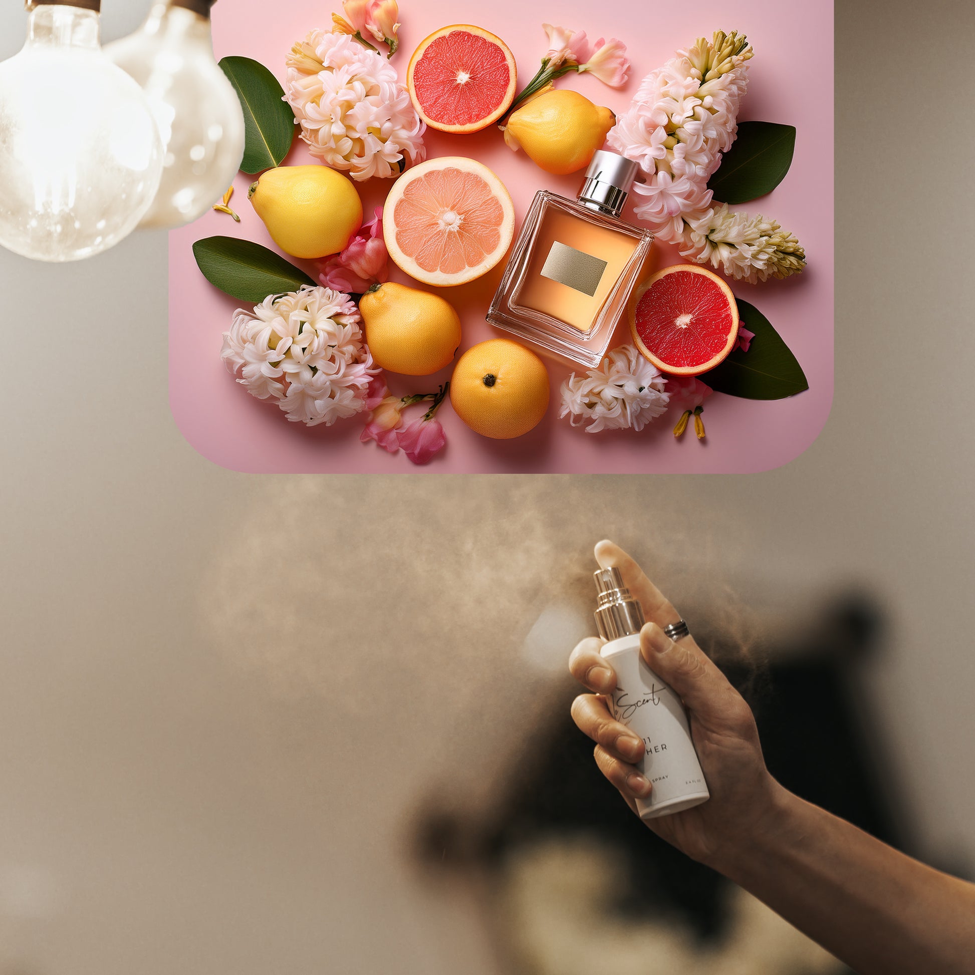 LeScent Tender hair perfume mist with ingredient notes of pear, grapefruit, and hyacinth, a fresh fruity-floral fragrance inspired by Chanel Chance Eau Tendre.