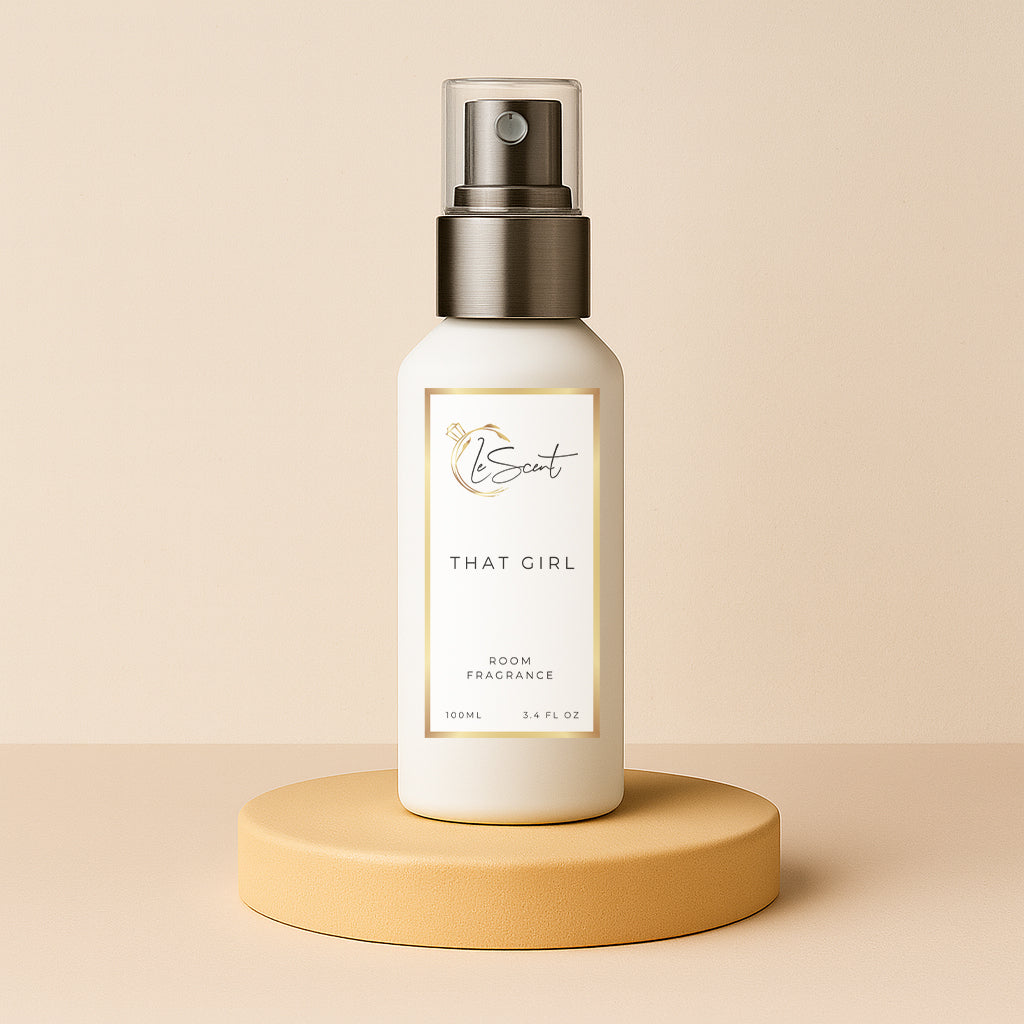 LeScent That Girl room spray inspired by Burberry Her — luxurious fruity floral home fragrance with strawberry, blackberry and soft musk notes.