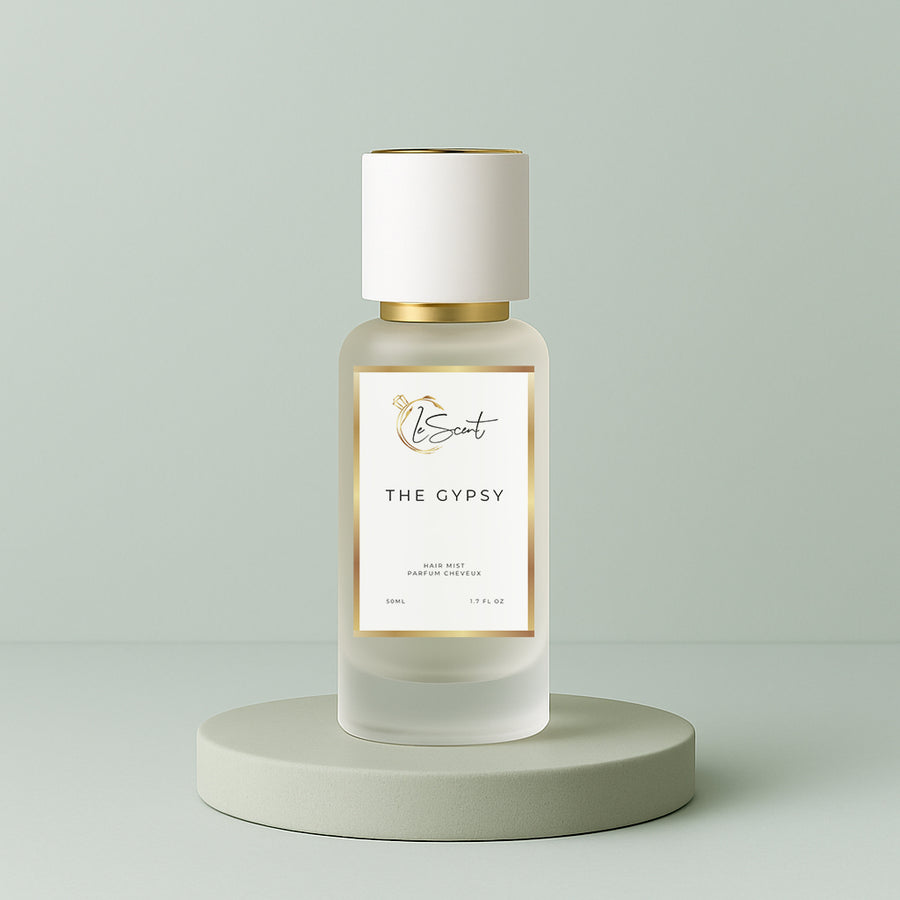 LeScent The Gypsy hair mist inspired by Byredo Gypsy Water — light woody amber hair perfume with juniper berry, lemon and vanilla for a bohemian fresh finish.