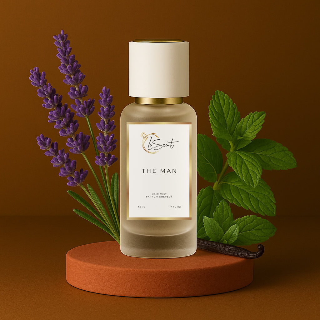 LeScent The Man hair perfume mist inspired by Jean Paul Gaultier Le Male Elixir — crafted with lavender, mint, vanilla and honey for an amber woody hair fragrance.