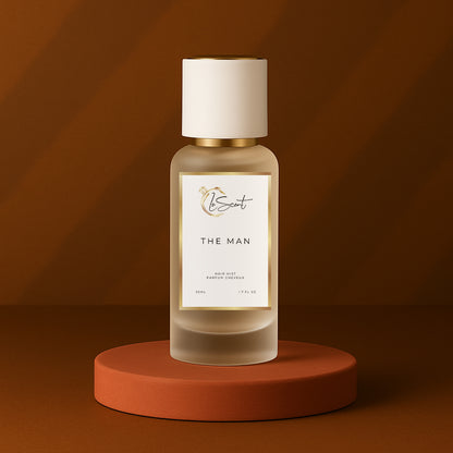 LeScent The Man hair mist inspired by Jean Paul Gaultier Le Male Elixir — amber vanilla hair perfume with lavender, mint and honey for a refined masculine touch