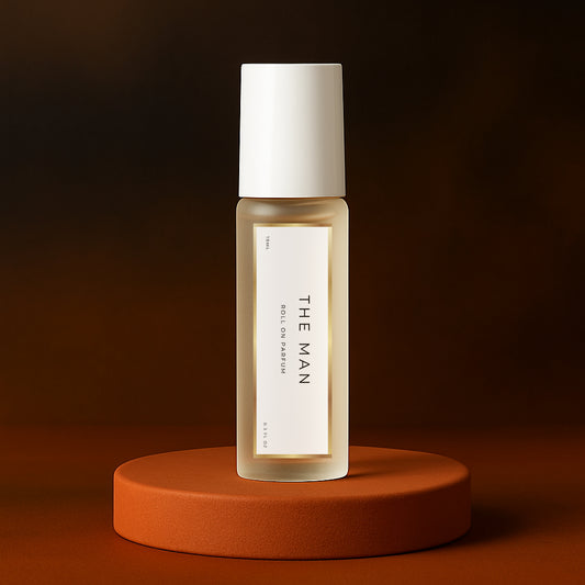 LeScent The Man perfume oil roll-on inspired by Jean Paul Gaultier Le Male Elixir — rich amber fougere fragrance with honey, lavender and tonka bean for a warm masculine scent.